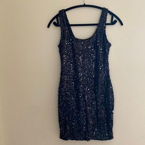 🎄HOLIDAY DALE🎄 As U Wish Black Sequined Cocktail Dress Size SM EUC